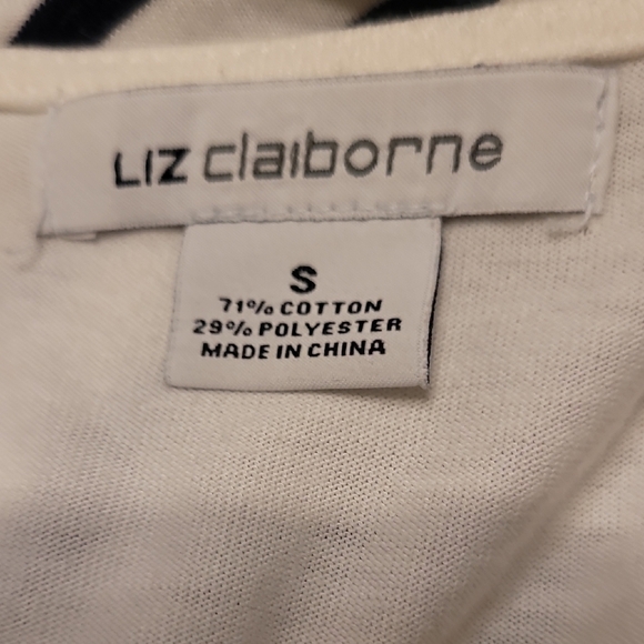 Liz Claiborne Navy and White Striped Top - Picture 2 of 3